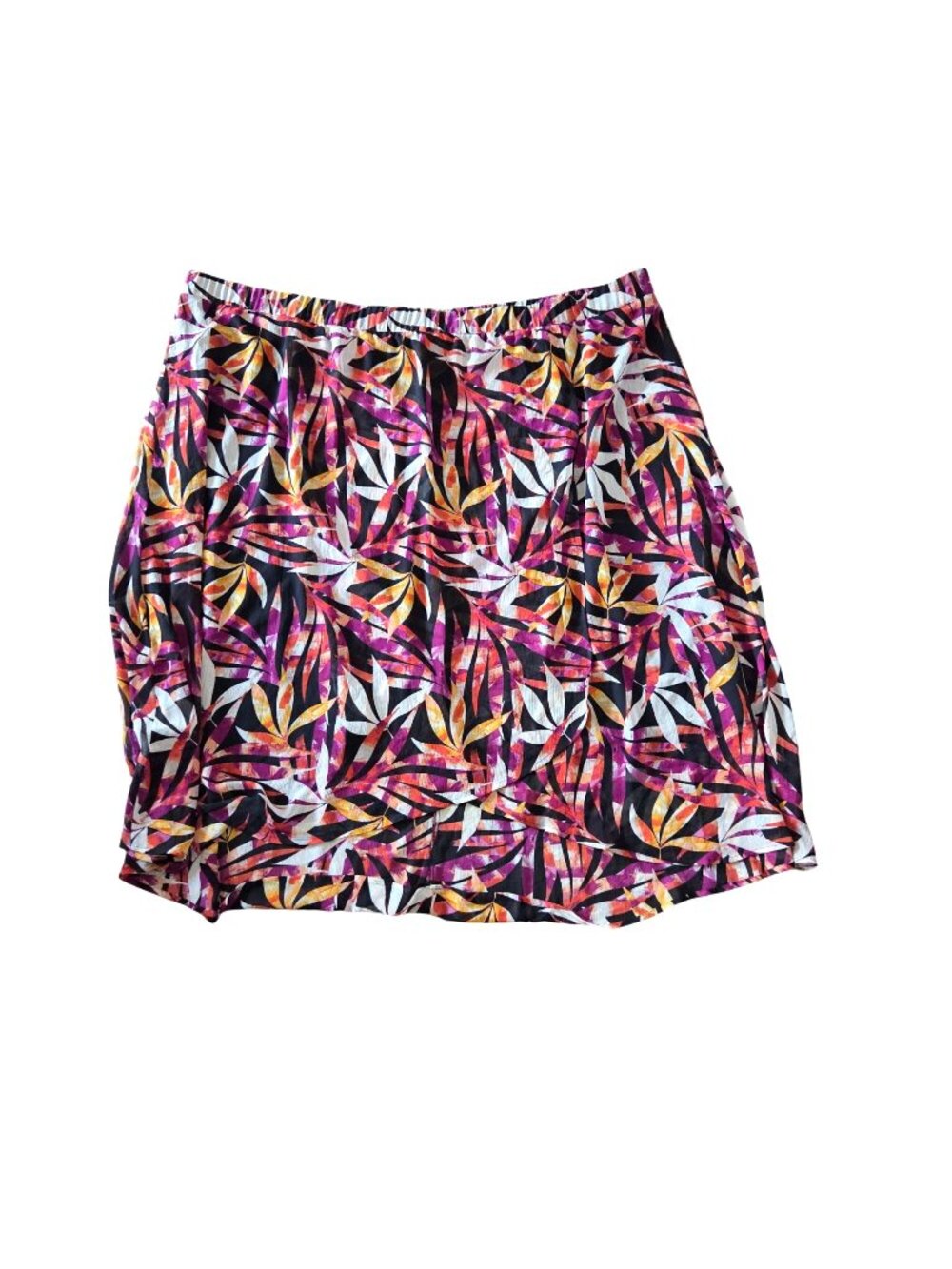 Catherine's Plus 5X Tropical Leaf Print Midi Skirt Elastic Waist Vacation Summer